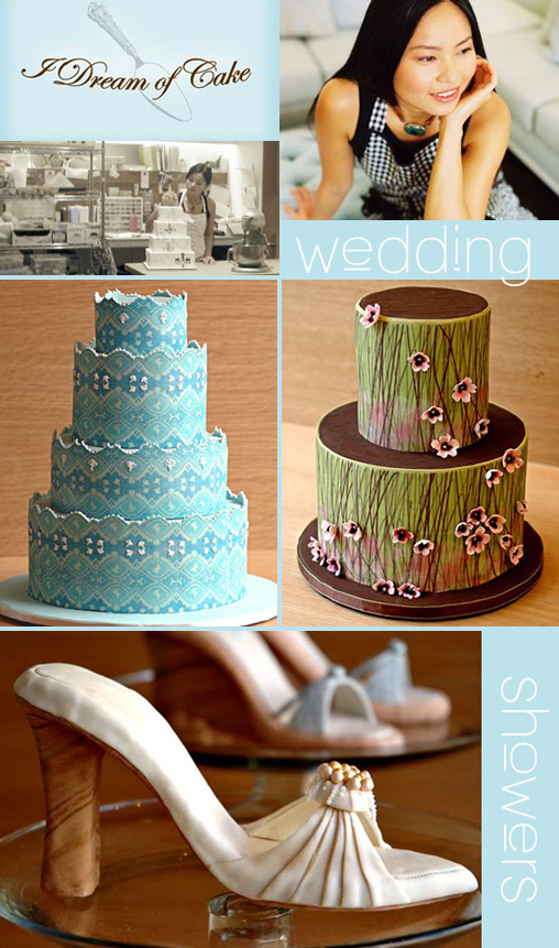 Elegant wedding and shower cakes plus shoe