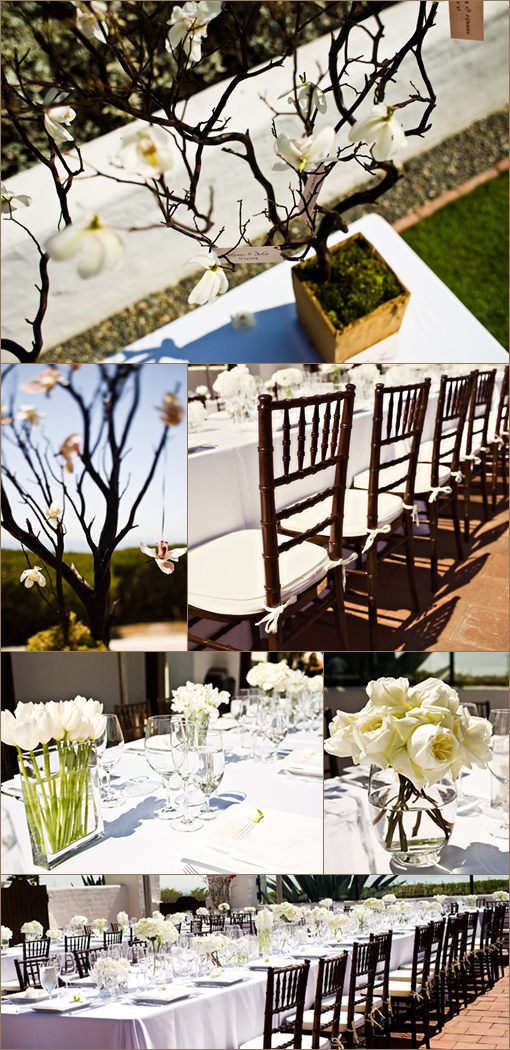 Elegant wedding reception decorations with white flowers