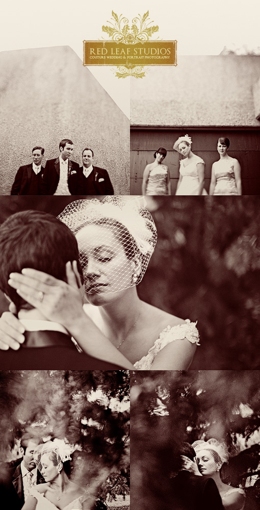 Red Leaf Studios sepia-toned wedding photography collage
