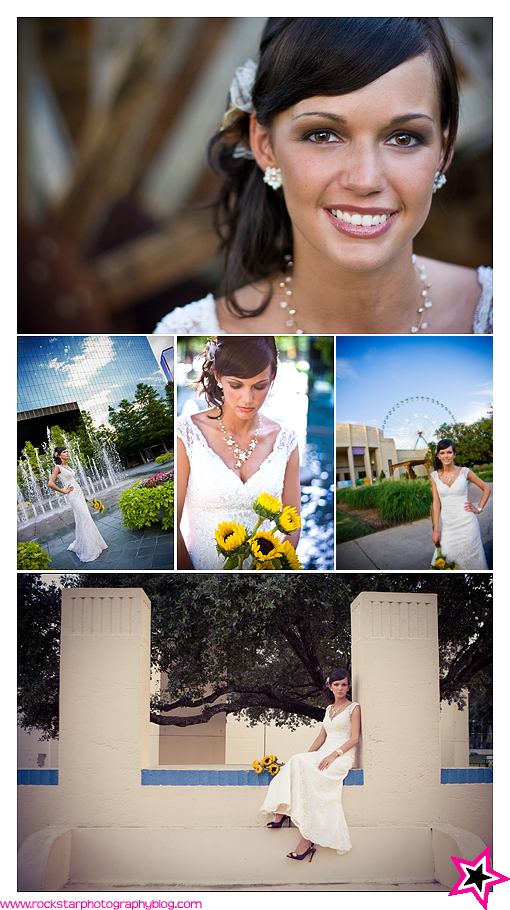 Beautiful bride in white dress on wedding day collage