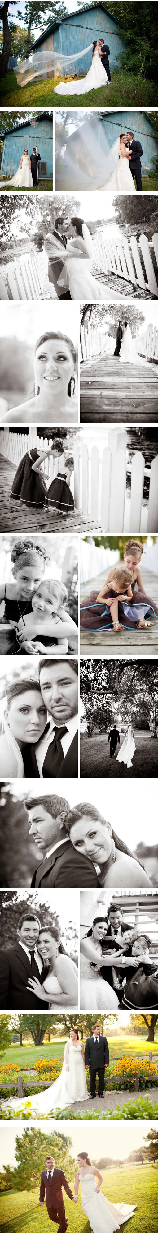 Wedding day collage with bride groom and family