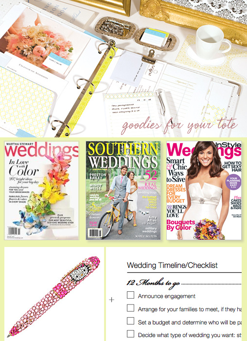 Wedding planning binder magazines checklist and pen
