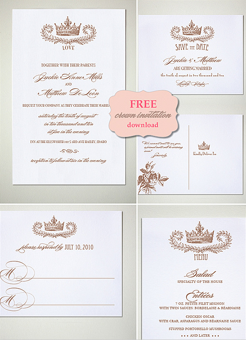 Crown Free Wedding Printables