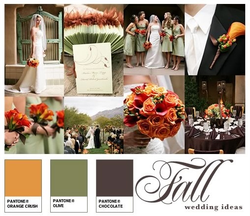 Fall wedding ideas with orange crush olive chocolate color palette