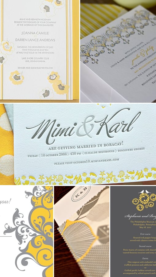 yellow and gray wedding invitations