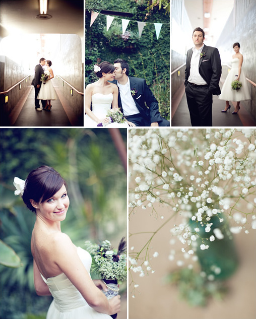Romantic wedding day photo collage of the happy couple