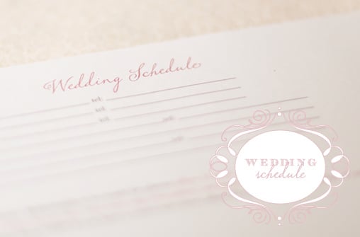 Fancy Schedule and Wedding Timeline Downloads