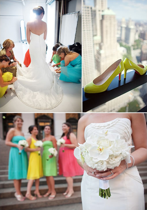 rainbow bridesmaid dresses