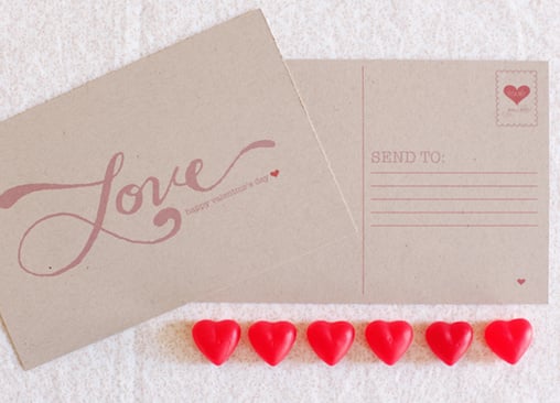 love valentines postcard