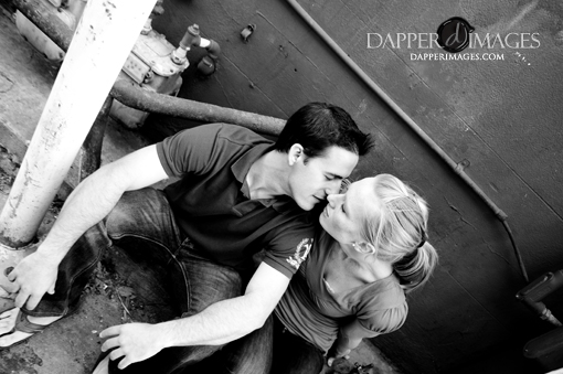 Couple in love about to kiss in a black and white photograph