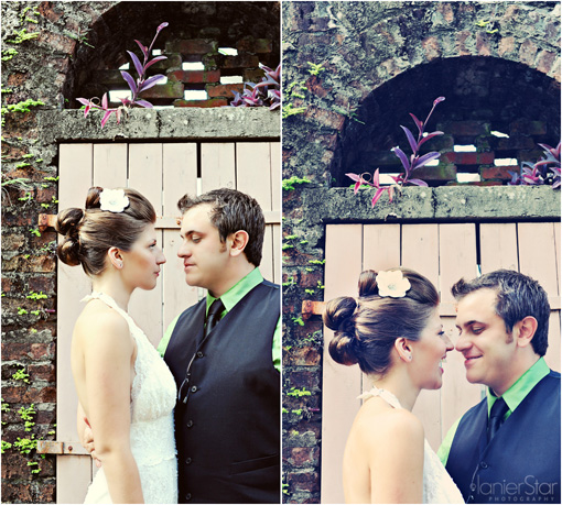 Bride and groom looking at each other on their wedding day
