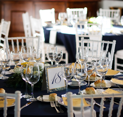 Navy blue and white table design