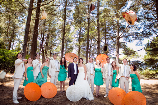 orange and teal wedding ideas