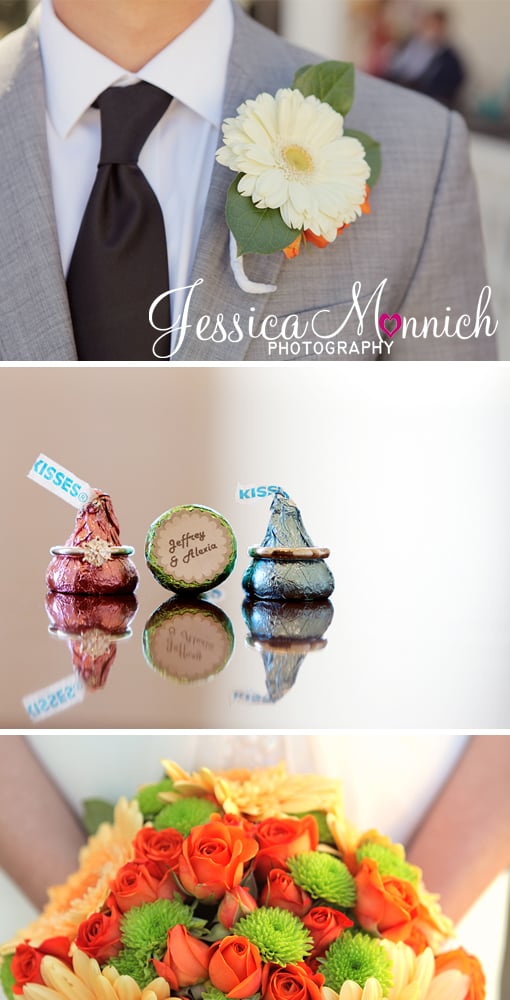 Austin wedding, Whole foods flowers, ring shot on top of Hershey's kisses, Allan House, Jessica Monnich Photography