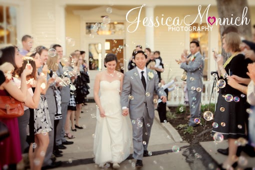 Austin wedding, Allen House wedding, bride and groom leaving wedding, bubble exit, Jessica Monnich Photography
