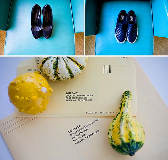 Wedding prep with bride's heels and groom's slip ons
