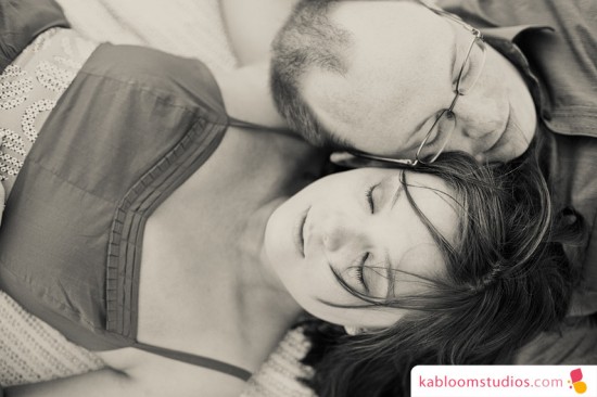 Couple cuddling, peaceful moment, black and white image