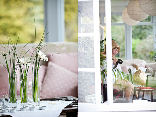 Elegant flowers and a lady in a dressing room setting