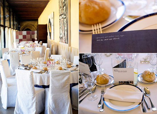 Elegant banquet tables set for a special event or wedding