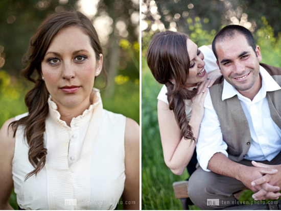 Smiling couple portrait with a woman and a man in nature