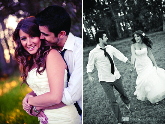 Romantic couple celebrating their wedding day together with joy and love