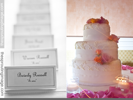 Wedding cake and place cards, perfect for a special occasion