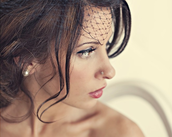 Woman with vintage veil and makeup