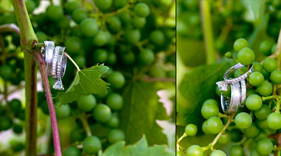 wedding rings on grapes