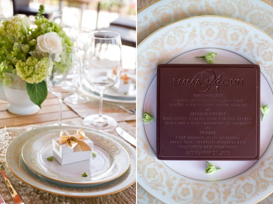 Chocolate favors and menus