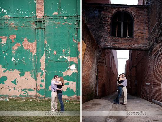 Couple in love photographed in urban industrial settings