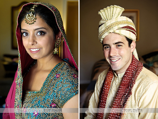 Smiling Indian bride and groom ready for their wedding ceremony