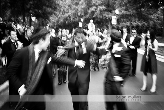 Wedding guests in motion, captured with artistic blur effect