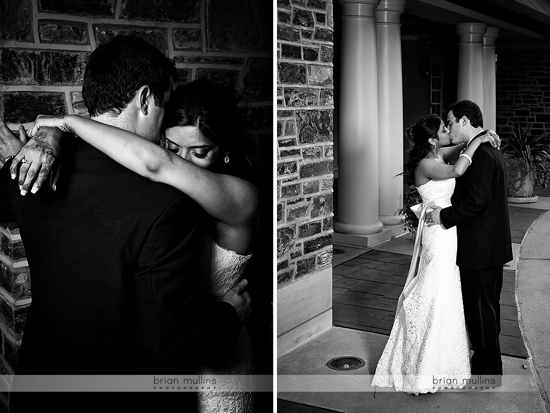 Wedding couple embracing and kissing, a moment of pure love