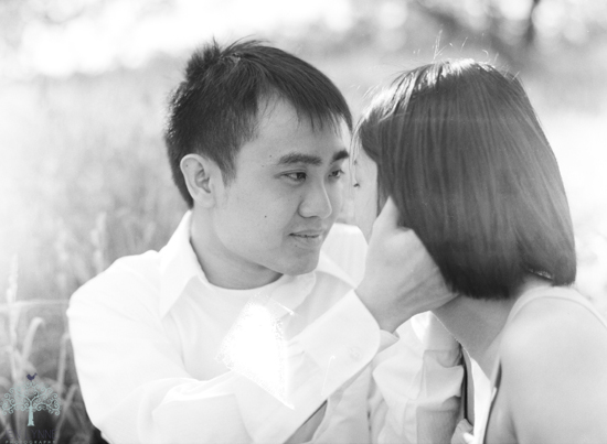 Romantic black and white couple portrait