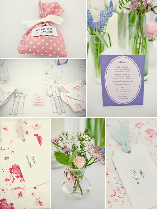 Wedding table decor with floral theme and placeholders