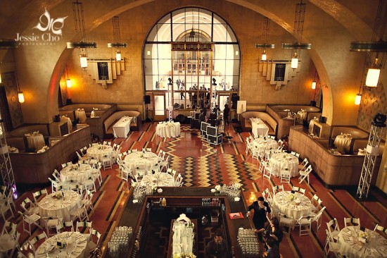 Wedding reception in historic hall