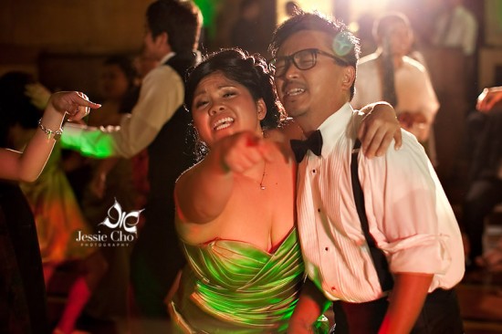 Happy couple dancing at wedding reception