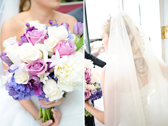 Bride holding a beautiful floral bouquet on her wedding day