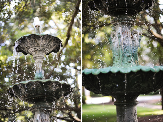 Elegant two-tiered fountain with flowing water in a park setting