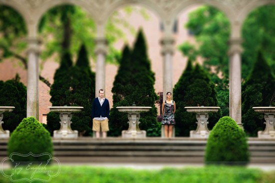 Couple posing in garden setting