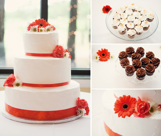White cake with orange decorations