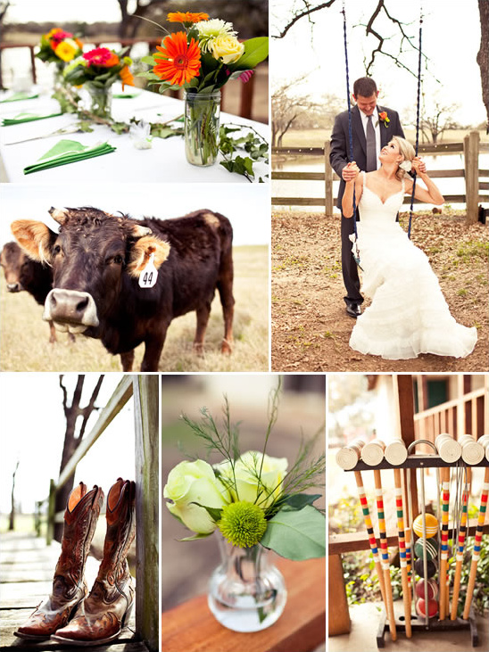Country wedding with rustic elements, flowers, and bride