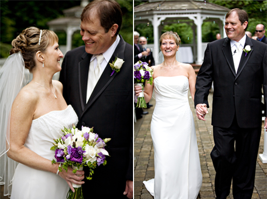 Happy couple exchanging vows in a wedding ceremony