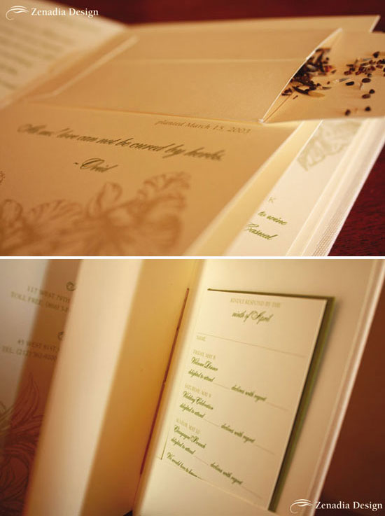 Elegant book-style wedding invitation design
