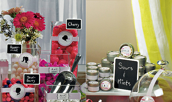 Candy buffet with cherry, peppermint, sour berry, and mints