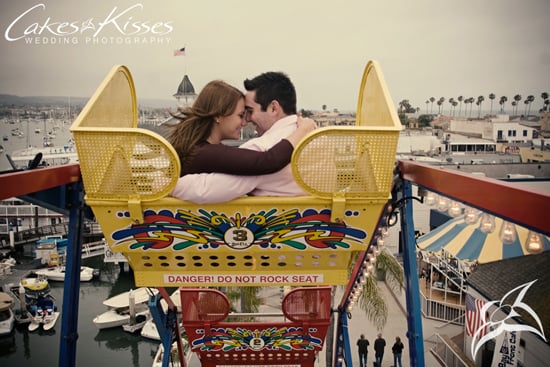 Ferris wheel ride and playing on the beach engagement at Balboa Island, CA