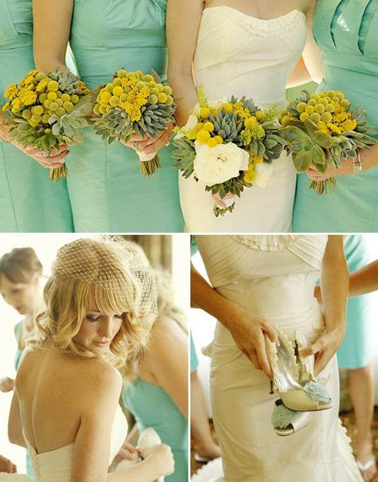 Crafty Yellow & Teal Long Beach Wedding