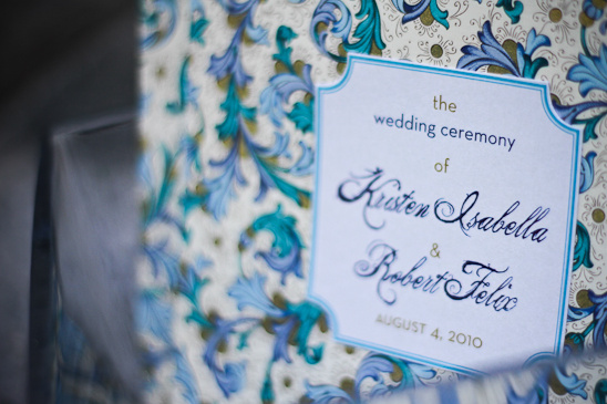 Kristen and Robert's 2010 elegant blue wedding invitation