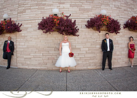Bride groom and attendants wedding photo