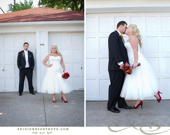 Couple kissing wedding photo
